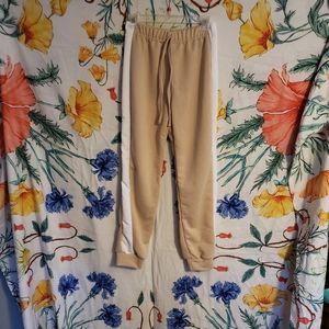 Tan & White Side Striped Joggers